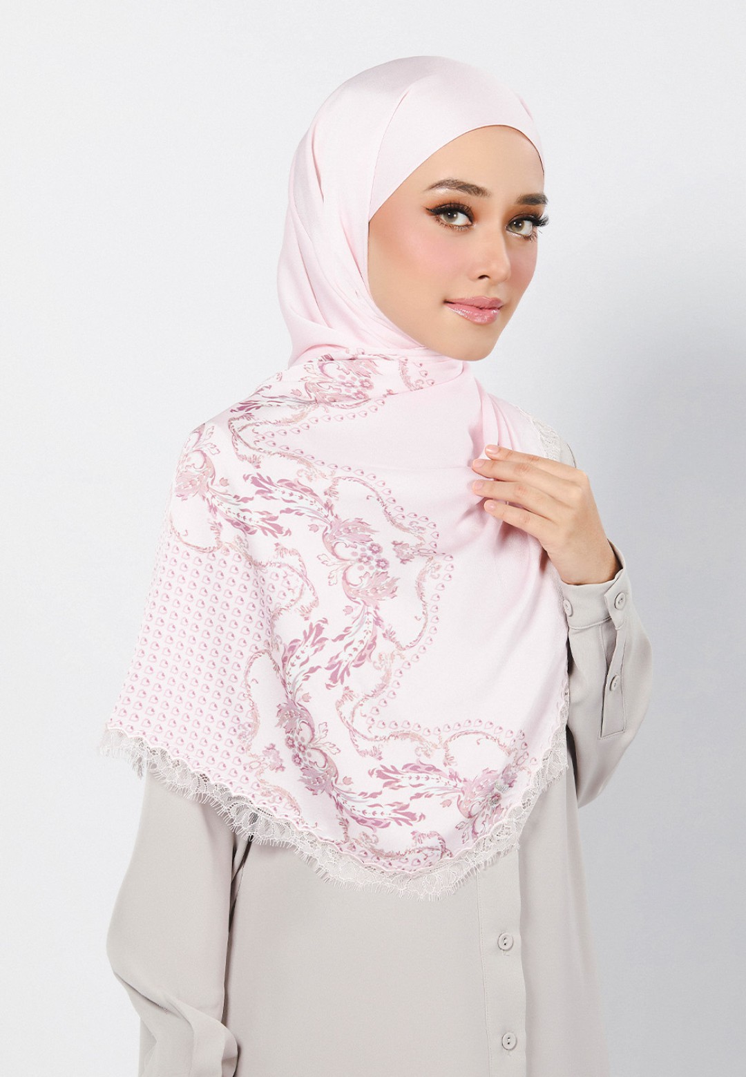 SHAWL WAYLA PRINTED WITH LACE