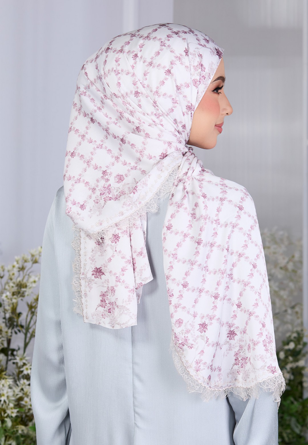 SHAWL ABBY PRINTED WITH LACE
