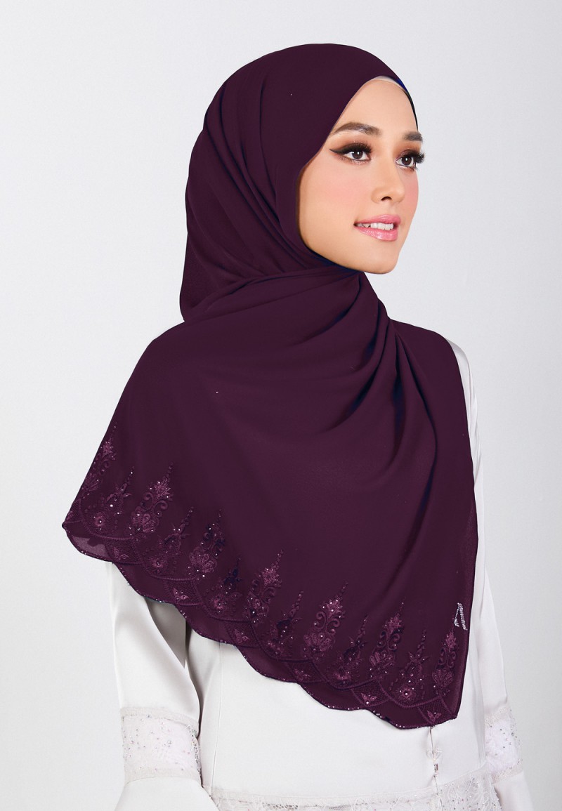 SHAWL NABIELAH PLAIN EMBROIDERY DIAMOND