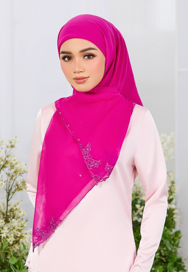 SQ VELOUR ROSE VOILE EMBROIDERY DIAMOND
