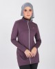 RIPPLE ZIPPER SWIMMING TOP IN EGGPLANT