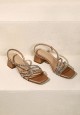 TALIA STRAPPY BLOCK HEELS IN ROSEGOLD