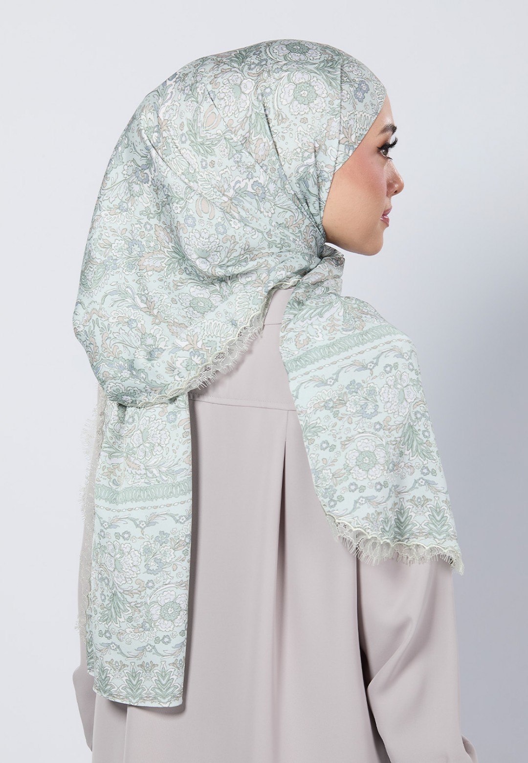 SHAWL THEIA PRINTED WITH LACE