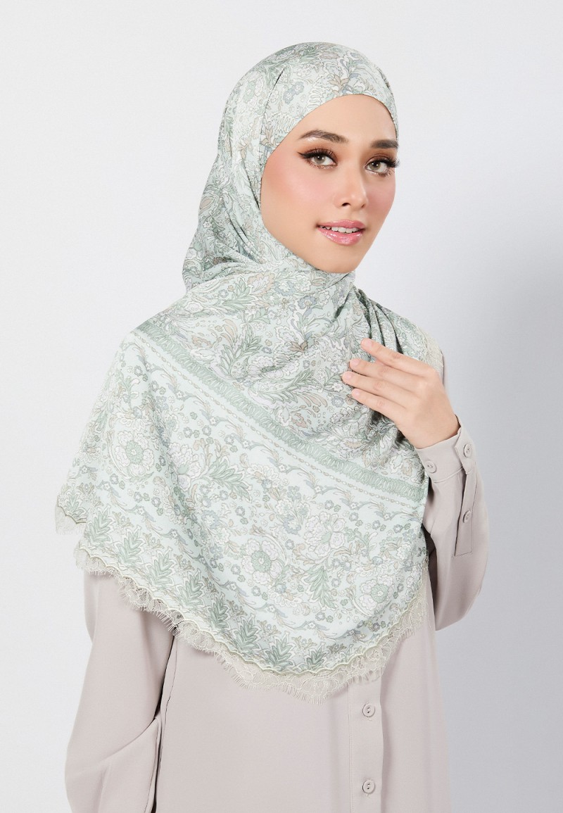 SHAWL THEIA PRINTED WITH LACE