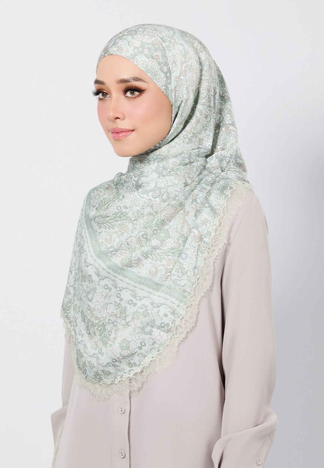 SHAWL THEIA PRINTED WITH LACE