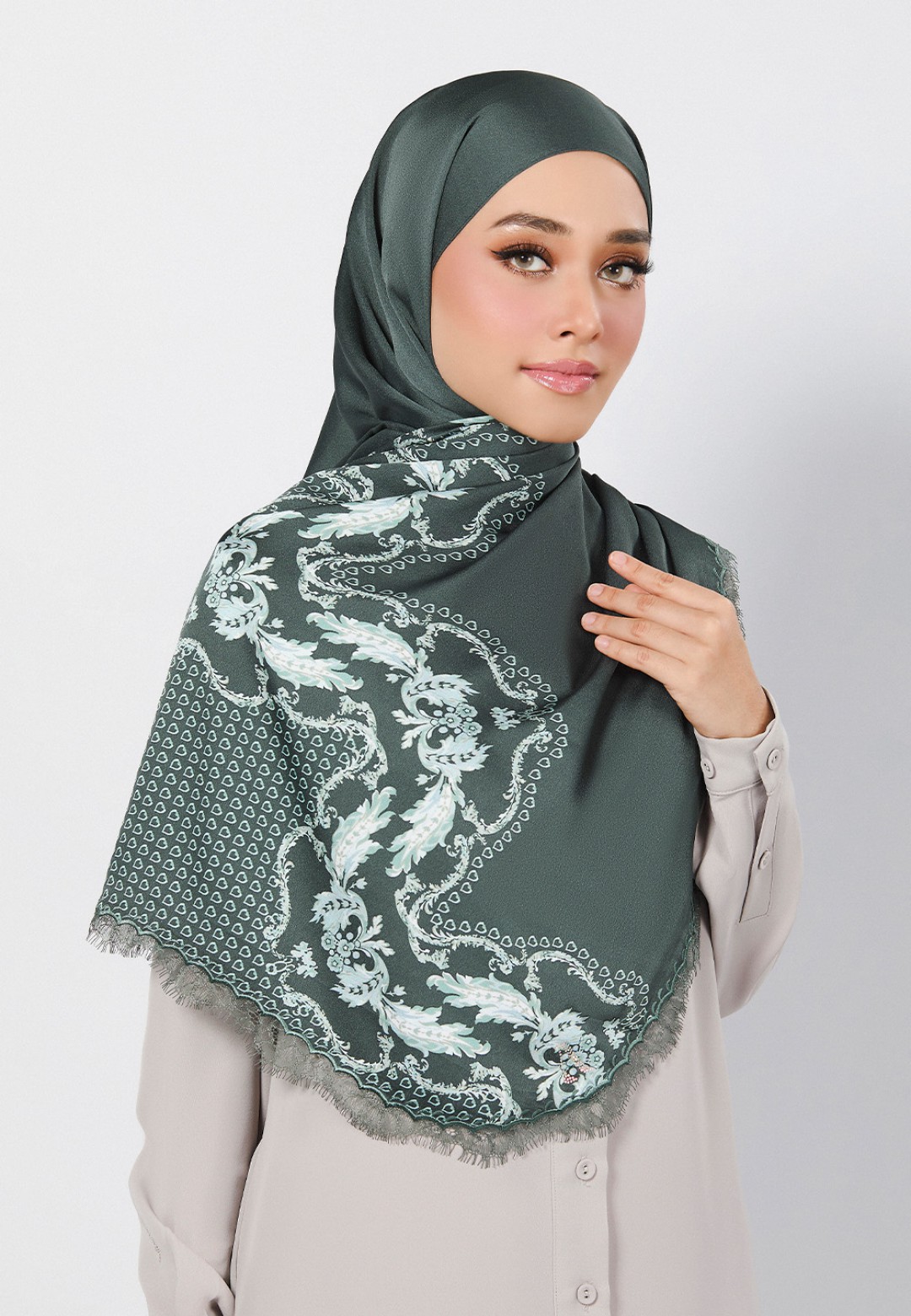 SHAWL WAYLA PRINTED WITH LACE