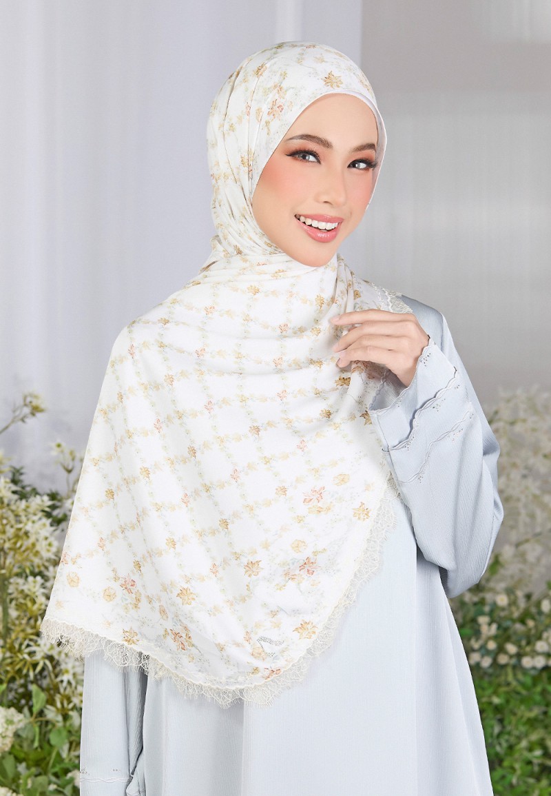 SHAWL ABBY PRINTED WITH LACE