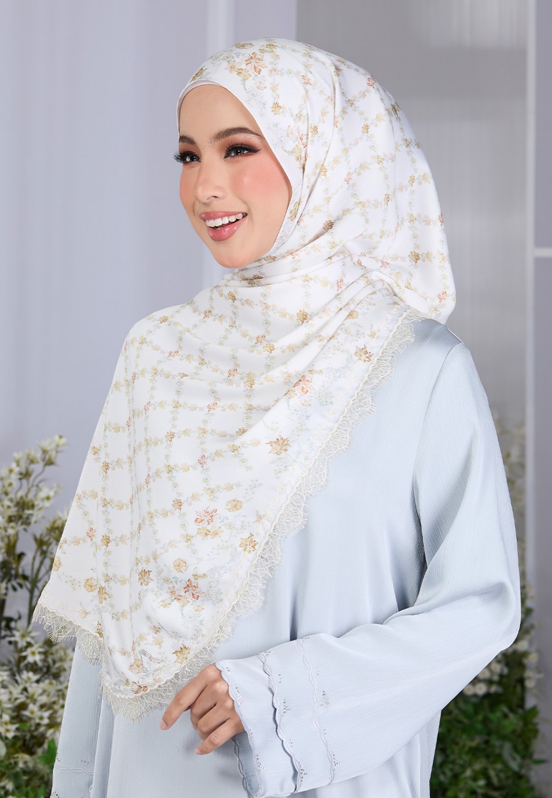 SHAWL ABBY PRINTED WITH LACE