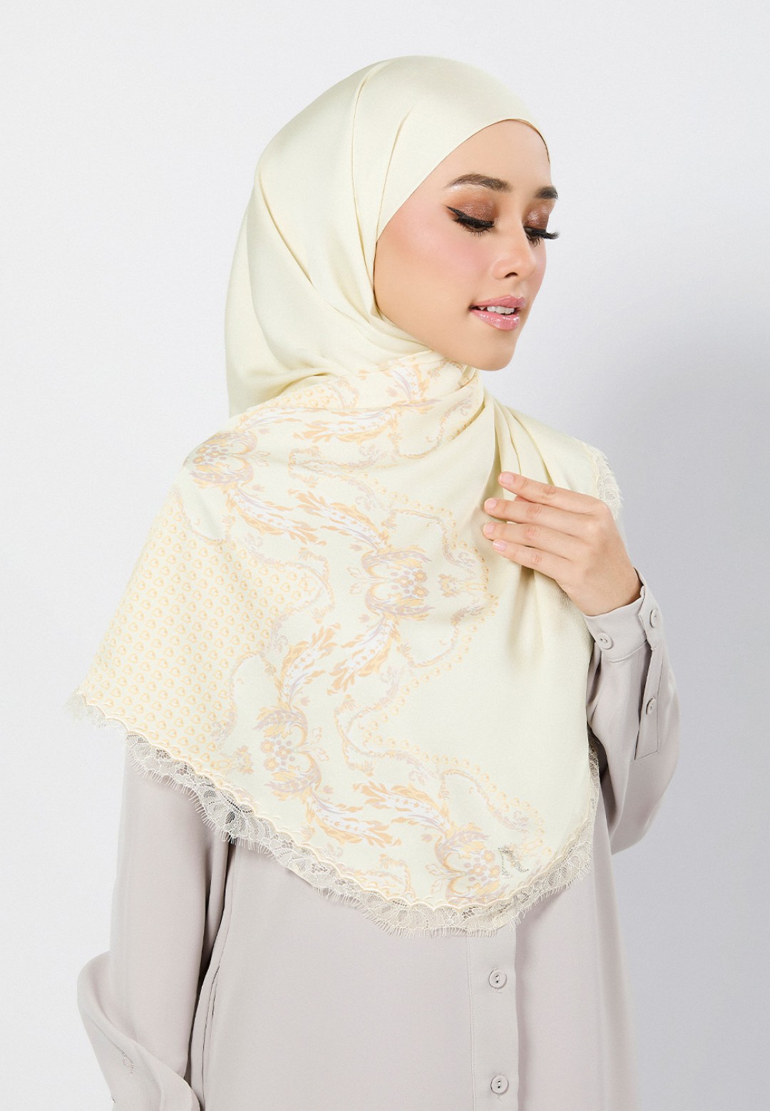 SHAWL WAYLA PRINTED WITH LACE