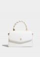 TWISTED TOP HANDLE BAG IN BRIGHT WHITE